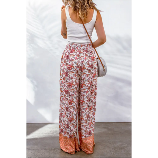 Pantalon floral rouge -1