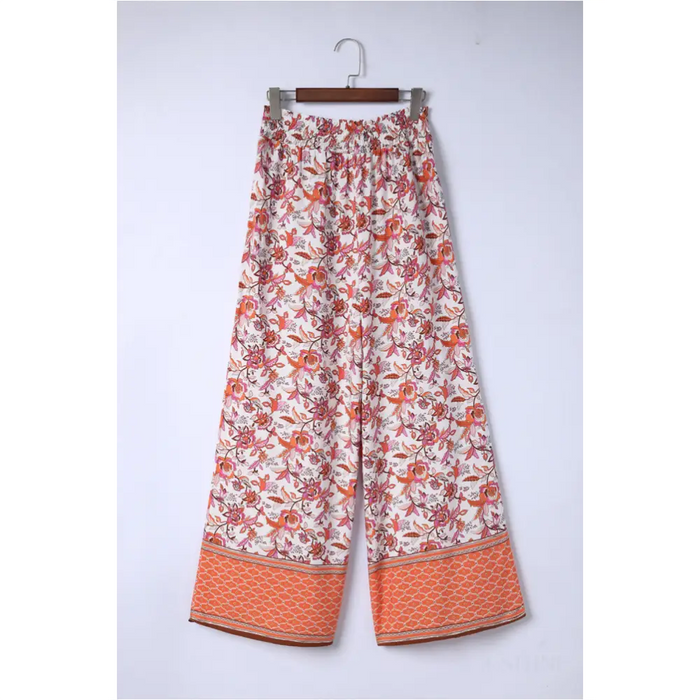 Pantalon floral rouge -5