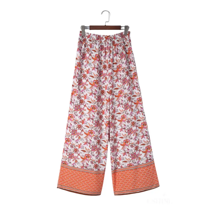 Pantalon floral rouge -11