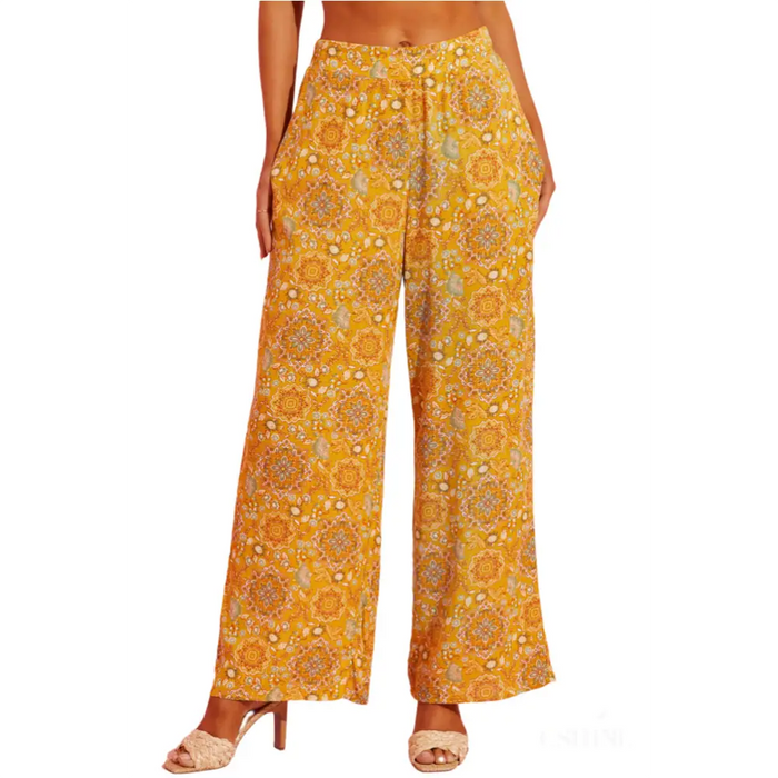 Pantalon Jaune imprimé floral bohème -6