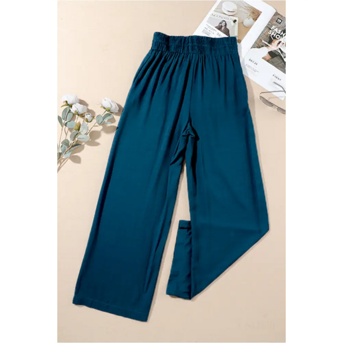 Pantalon large décontracté  bleu-7