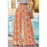 Pantalon large orange imprimé fleurs boho rétro-0