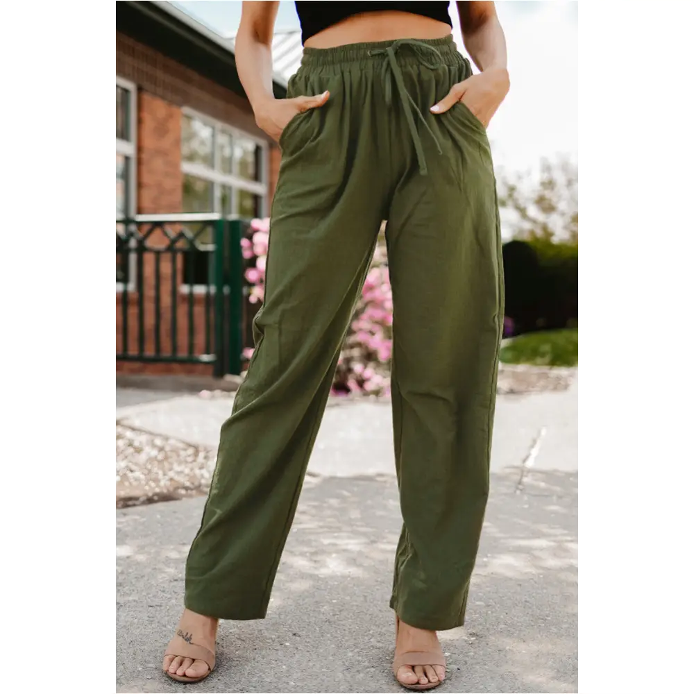 Pantalon long à jambes droites khaki-0