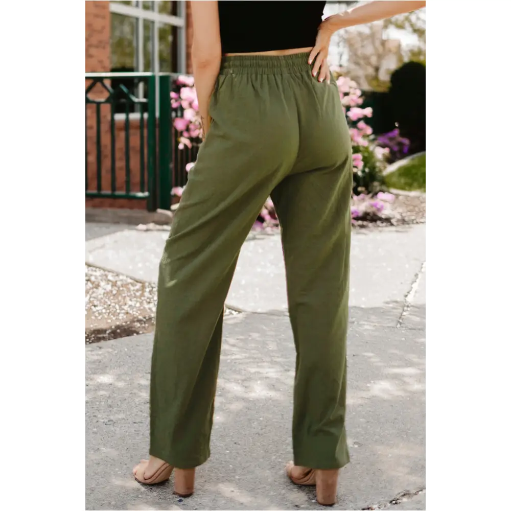 Pantalon long à jambes droites khaki-1