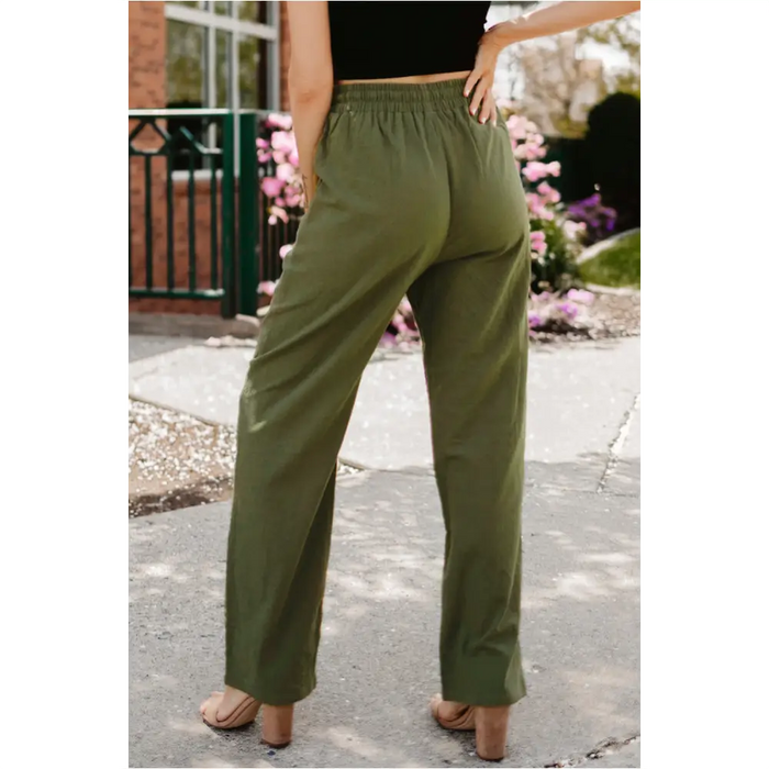 Pantalon long à jambes droites khaki-1