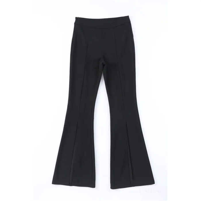 Pantalon taille haute à ourlet fendu-7