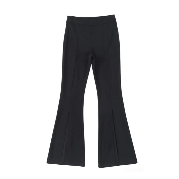 Pantalon taille haute à ourlet fendu-13