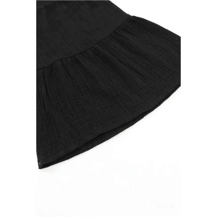 Pantalon taille haute cloche texturé noir-8