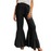 Pantalon taille haute cloche texturé noir-11