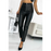 Pantalon taille haute zippé en cuir -5