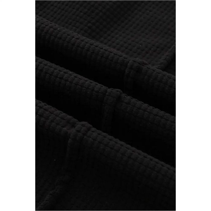 Black Plus Size Textured Exposed Seam Drawstring Jogger Pants-9
