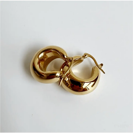 Pattie  - Chunky Polished Gold Creole Earrings-0