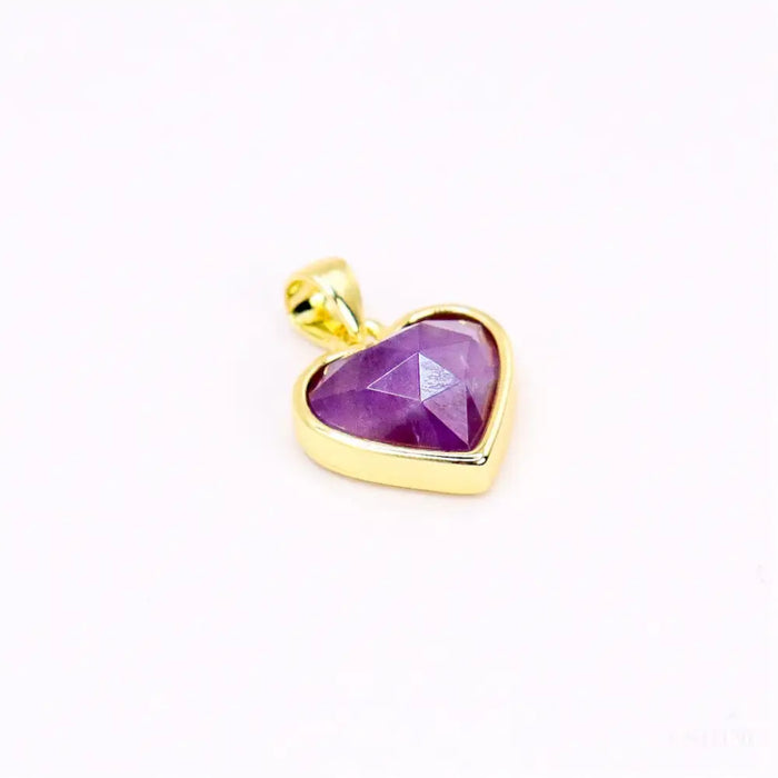 Pendentif | Coeur d'Or en Améthyste facetté, plaqué Or 18k-1