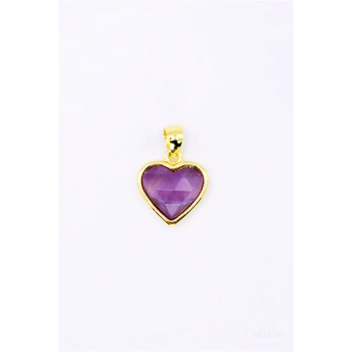 Pendentif | Coeur d'Or en Améthyste facetté, plaqué Or 18k-0