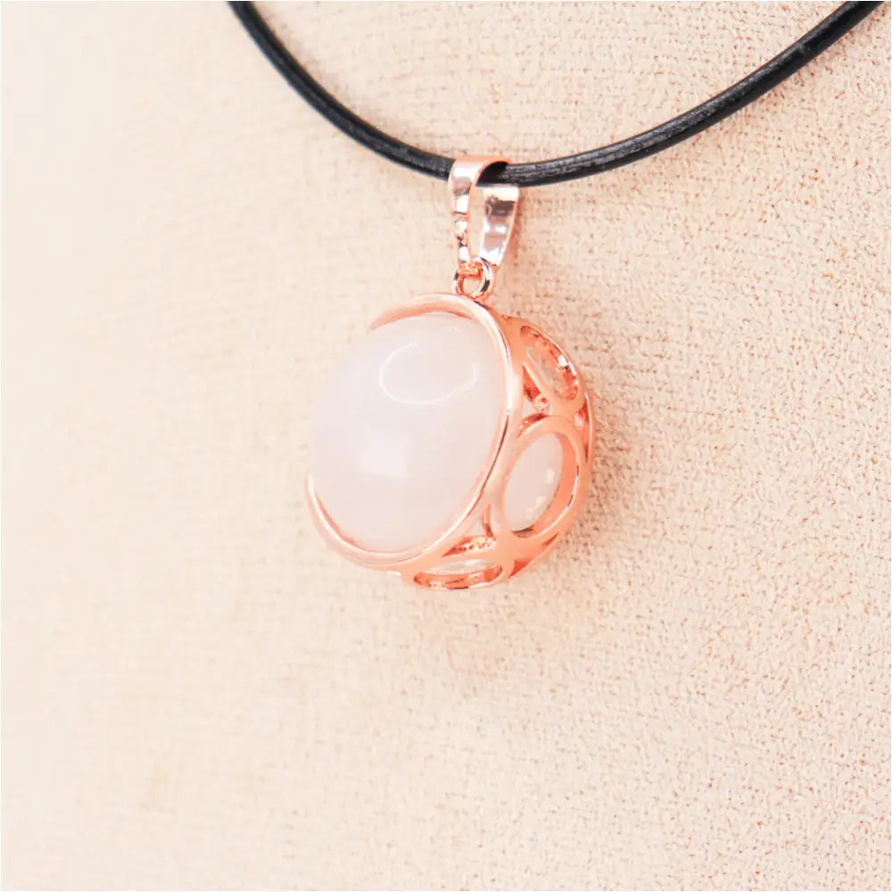 Pendentif | Sphère de Lune en Quartz rose-0