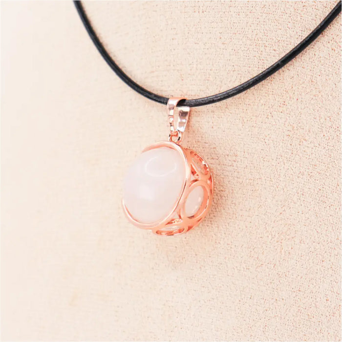 Pendentif | Sphère de Lune en Quartz rose-2