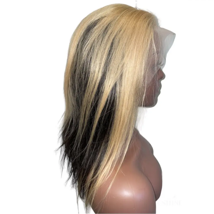 Perruque Front lace wig Cheveux brésiliens Tye and Dye blond lisses Gloria-2