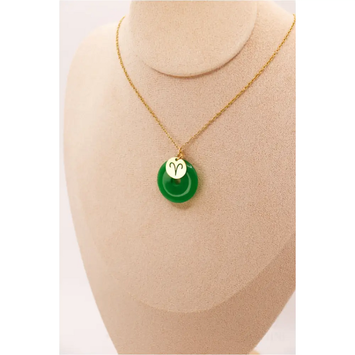 PERSONNALISÉ | Pendentif Donut en Jade + Charm Astro-5