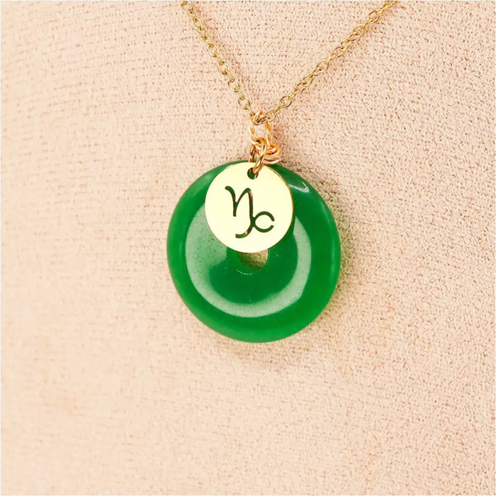 PERSONNALISÉ | Pendentif Donut en Jade + Charm Astro-0