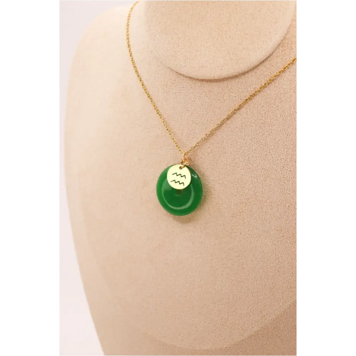 PERSONNALISÉ | Pendentif Donut en Jade + Charm Astro-3