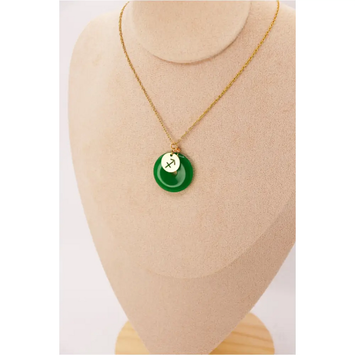 PERSONNALISÉ | Pendentif Donut en Jade + Charm Astro-13