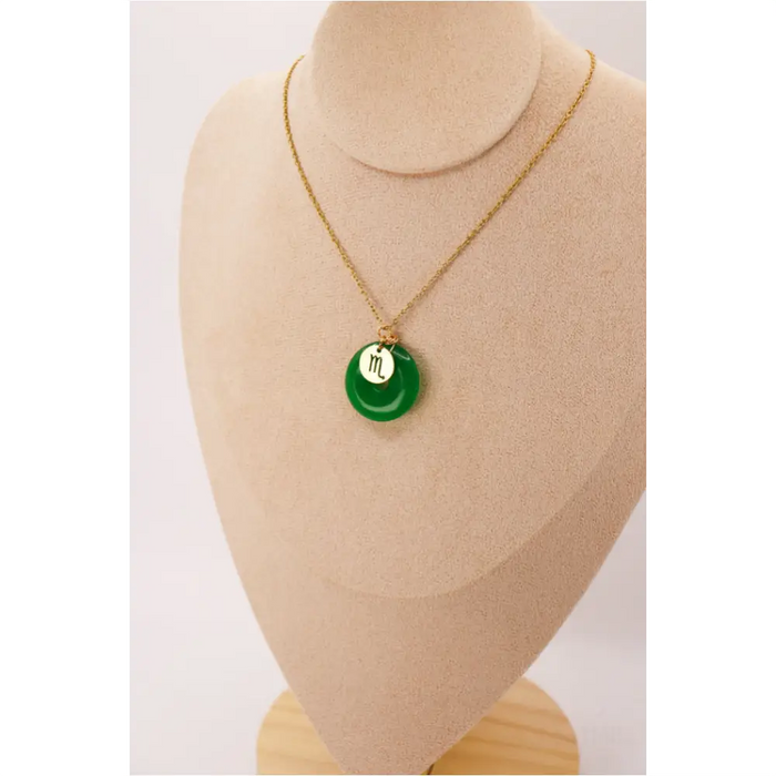 PERSONNALISÉ | Pendentif Donut en Jade + Charm Astro-12