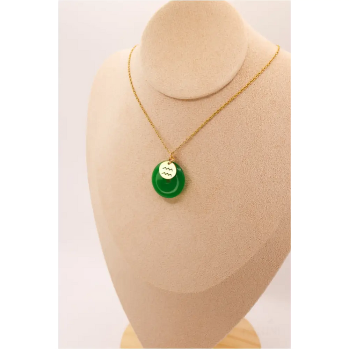 PERSONNALISÉ | Pendentif Donut en Jade + Charm Astro-2