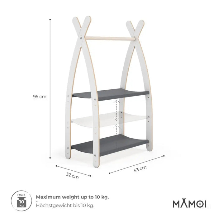 MAMOI® Portant vetement enfant 53x95x32cm | Portant a vetement Yarnwood | Penderie vetement armoire enfant bebe | Meubles enfants bois meuble vetement | 100% ECO | Fabriqué dans l'UE-2