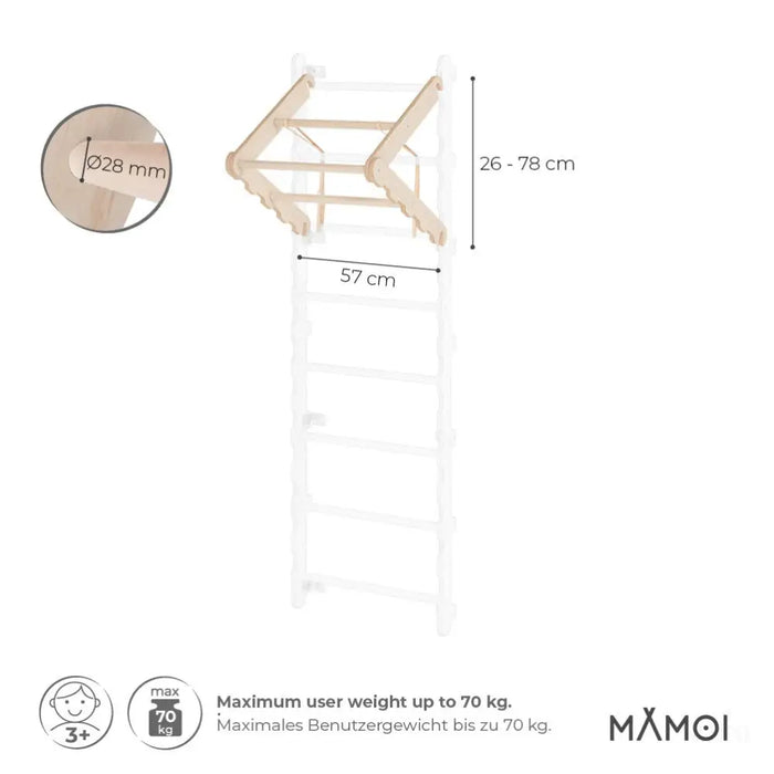 MAMOI® Porte moderne pour échelle d’escalade | Barre de traction à l’échelle murale | Porte-échelle pliable en bois 100% ECO | Fabriqué dans l’UE-2