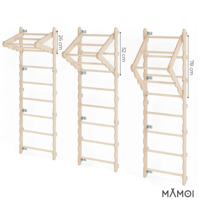 MAMOI® Porte moderne pour échelle d’escalade | Barre de traction à l’échelle murale | Porte-échelle pliable en bois 100% ECO | Fabriqué dans l’UE-4