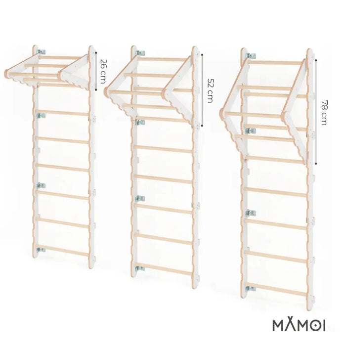 MAMOI® Porte moderne pour échelle d’escalade | Barre de traction à l’échelle murale | Porte-échelle pliable en bois 100% ECO | Fabriqué dans l’UE-4