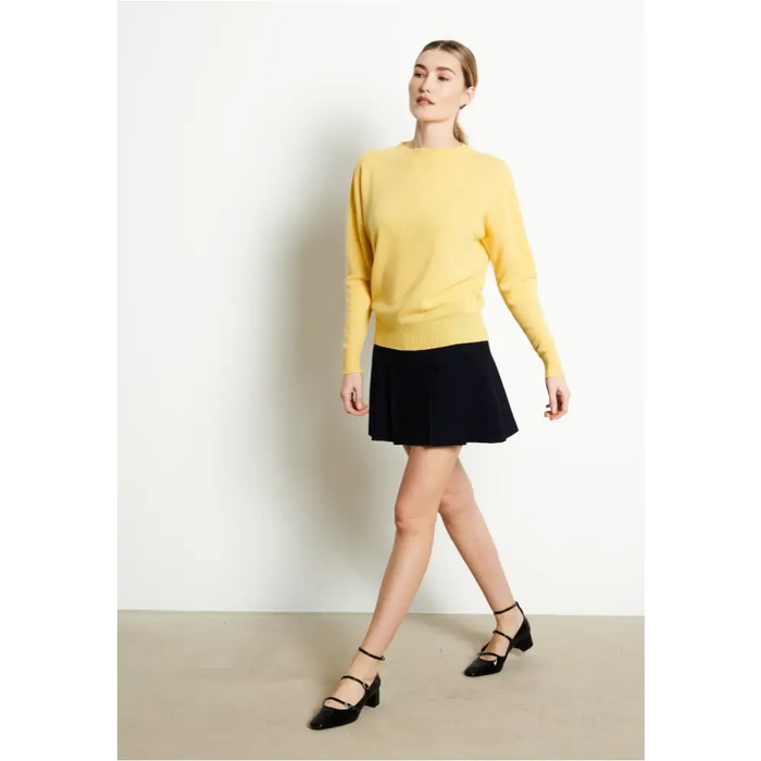 RIA 2 Pull col rond oversize en cachemire jaune-3