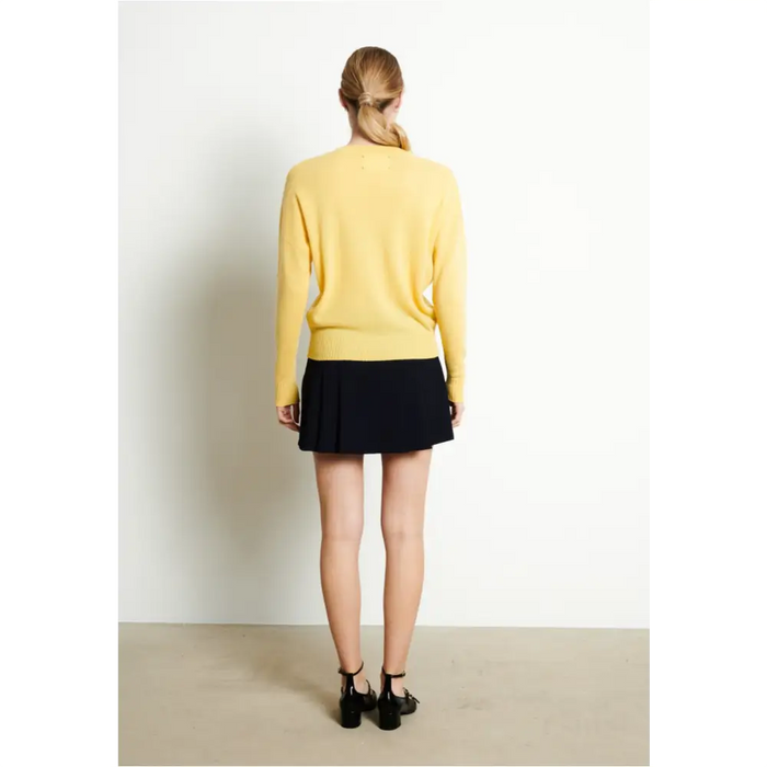 RIA 2 Pull col rond oversize en cachemire jaune-4