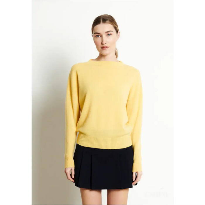 RIA 2 Pull col rond oversize en cachemire jaune-0