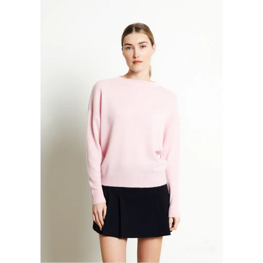 RIA 2 Pull col rond oversize en cachemire rose baby-0