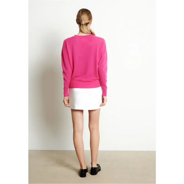 RIA 2 Pull col rond oversize en cachemire rose indien-4