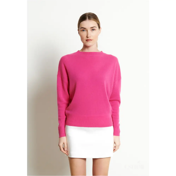 RIA 2 Pull col rond oversize en cachemire rose indien-0