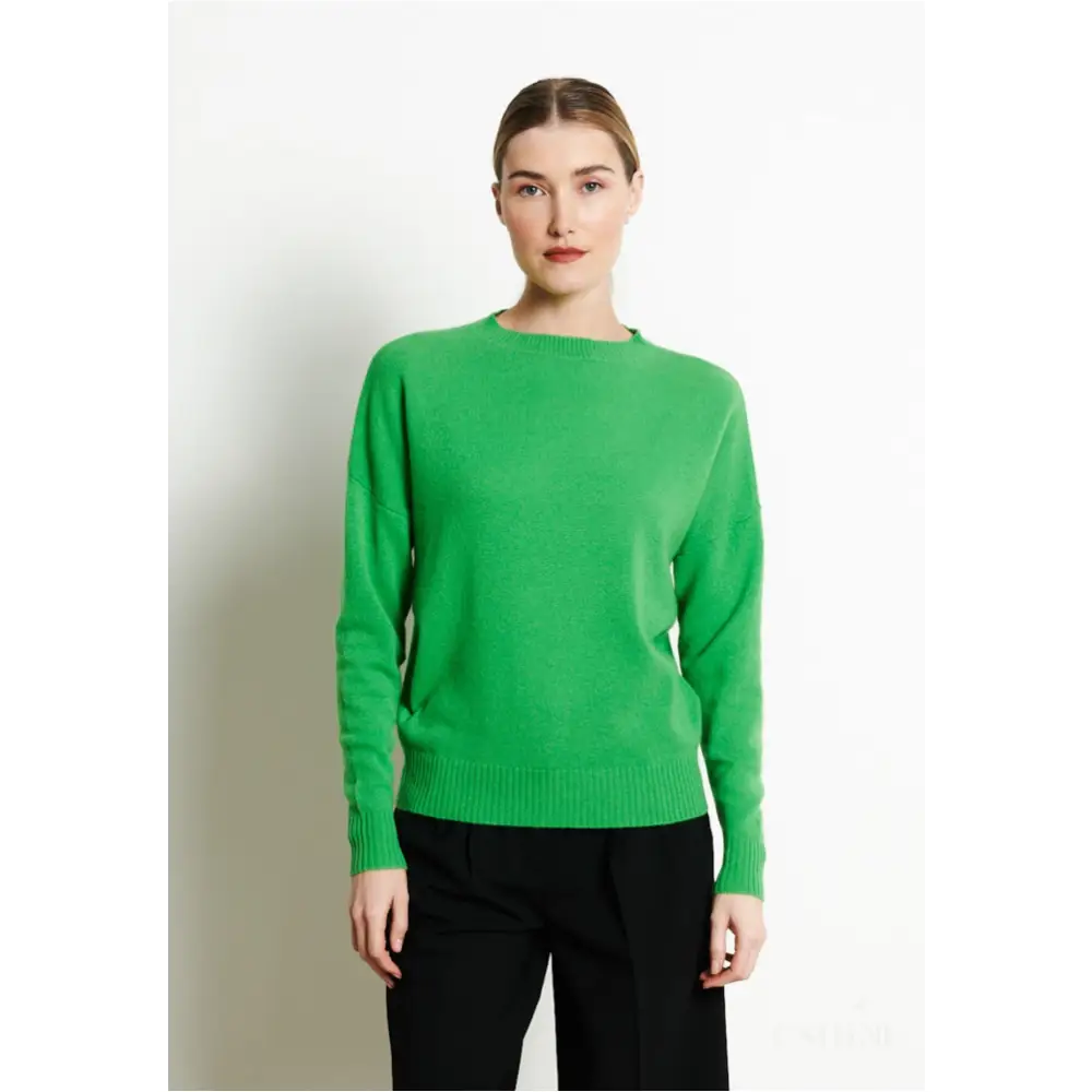 RIA 2 Pull col rond oversize en cachemire vert pomme-0