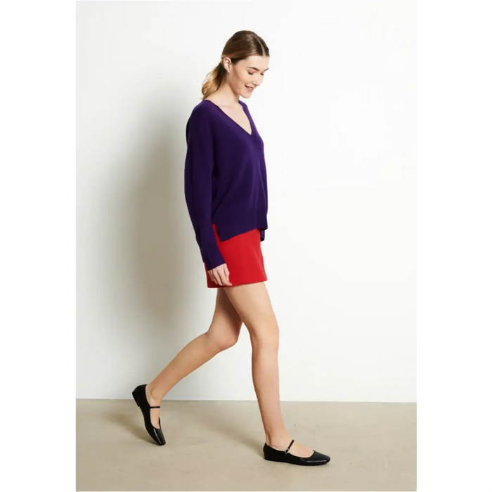 RIA 3 Pull col V profond oversize en cachemire violet-3