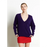 RIA 3 Pull col V profond oversize en cachemire violet-0