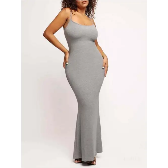 Robe Moulante Longue - Gris / 2XL - Robe