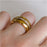 Romane - Wide Crystal Plain Gold Band-8