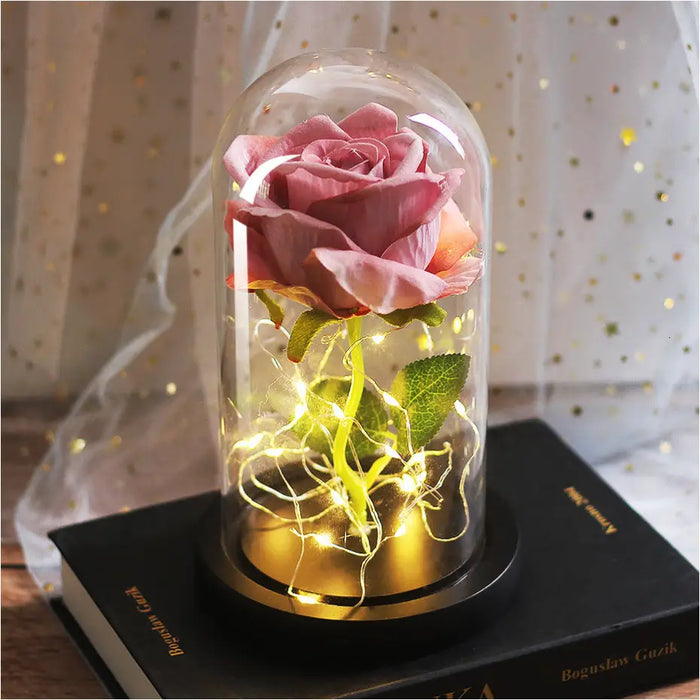 Rose Immortelle: Couvercle en Verre Lumineux LED - E