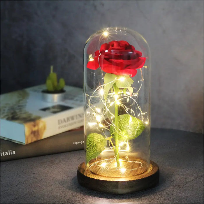 Rose Immortelle: Couvercle en Verre Lumineux LED - H