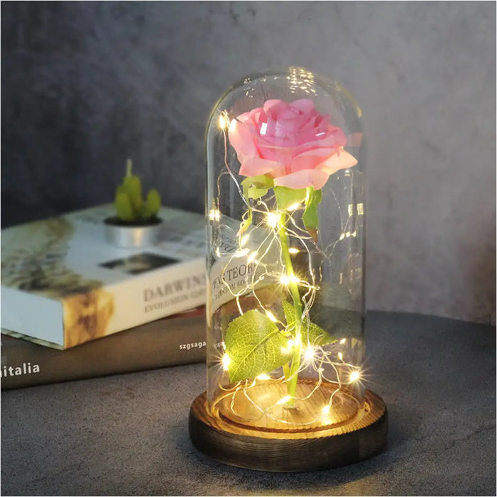 Rose Immortelle: Couvercle en Verre Lumineux LED - J