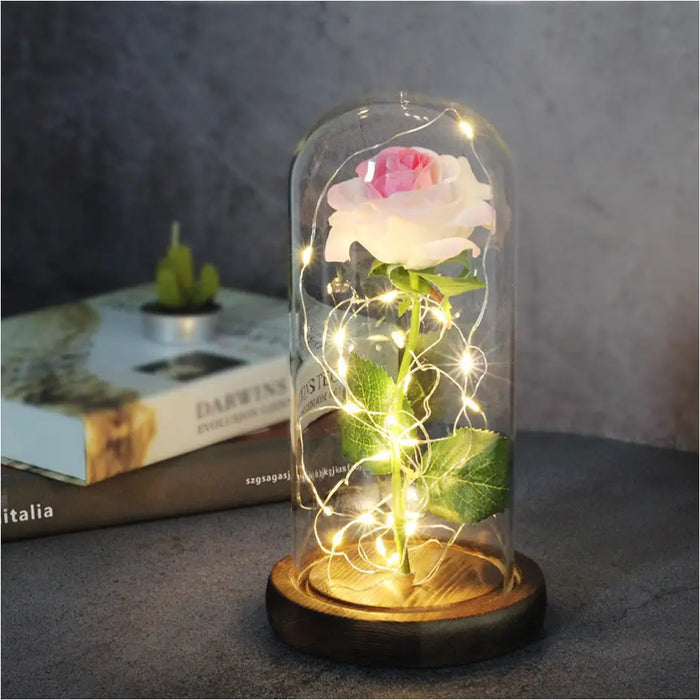 Rose Immortelle: Couvercle en Verre Lumineux LED - K