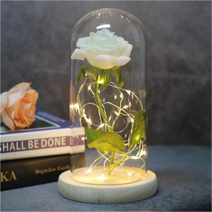 Rose Immortelle: Couvercle en Verre Lumineux LED - L