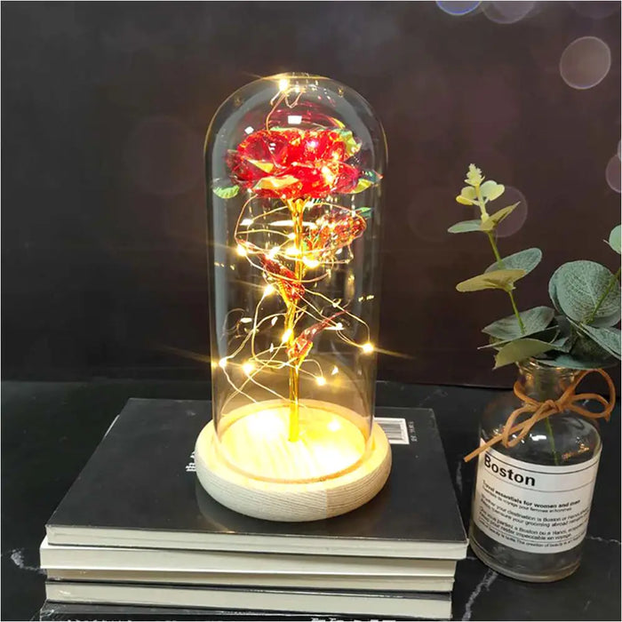 Rose Immortelle: Couvercle en Verre Lumineux LED - N