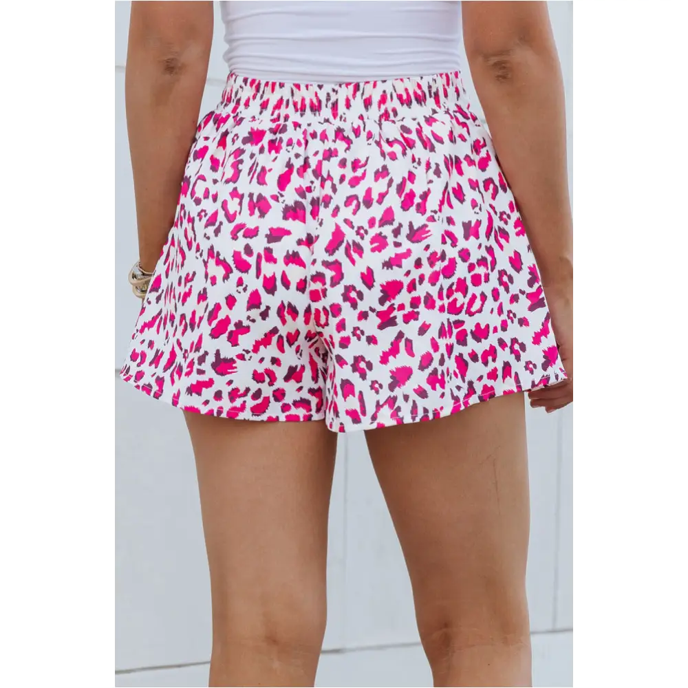 Rose Leopard Print Flutter Casual Shorts-6