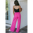 Rose - Pantalon large à taille élastique et poches-12